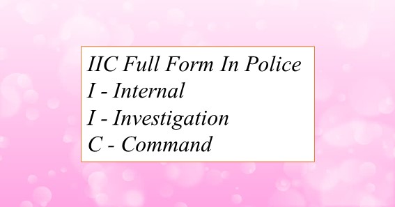 IIC Full Form In Police