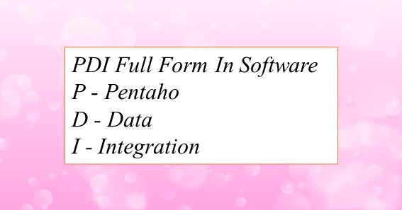 PDI Full Form In Software