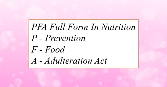 PFA Full Form In Nutrition