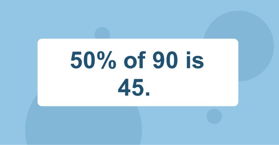 50% of 90 is 45